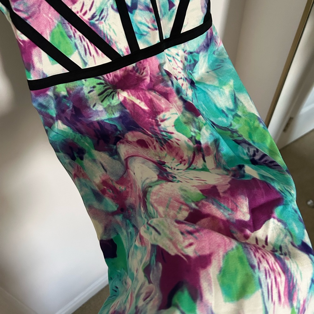 Parker Blue and Pink Sheath Mini Dress Halter Sleeveless - Picture 4 of 5